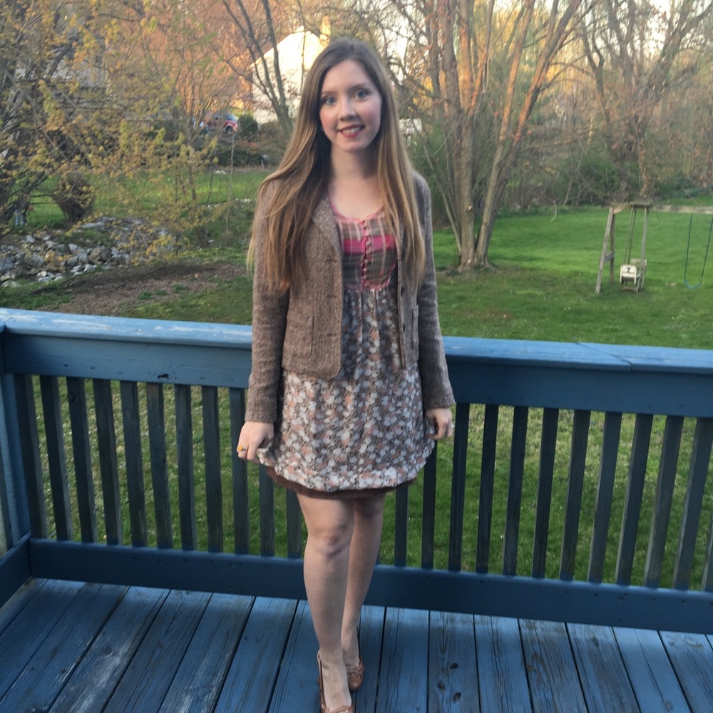 Urban Outfitters Spring Pink and Brown Dress